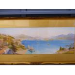 ROLAND STEAD (20TH CENTURY) THE BAY OF NAPLES . WATER COLOUR SIGNED LOWER LEFT. 77 X 26 cm.