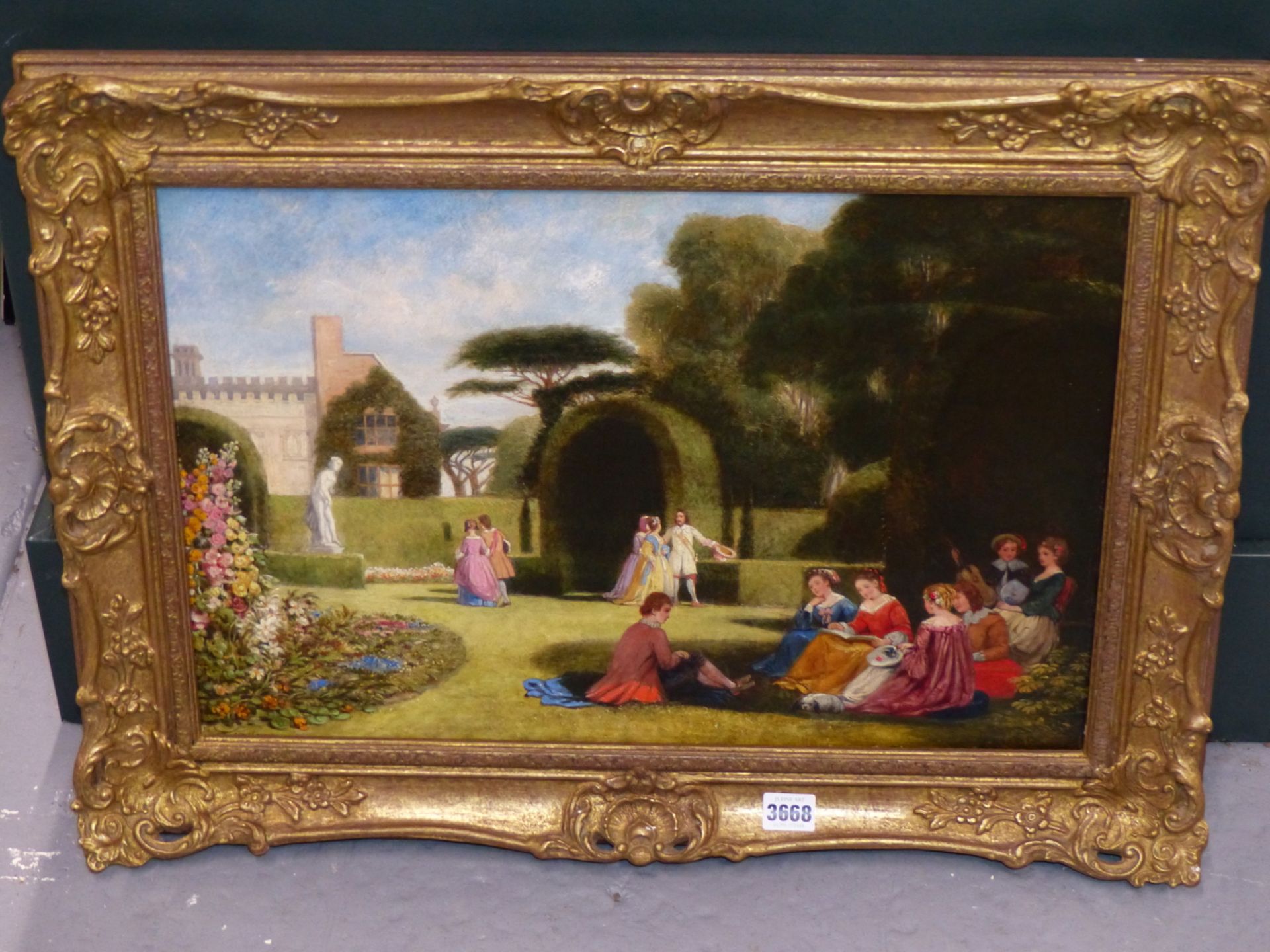 J.D.W. (19TH CENTURY) "FINDING SHADE ON A SUMMERS DAY". OIL ON CANVAS. INITIALLED AND DATED 1868 L/ - Image 3 of 4