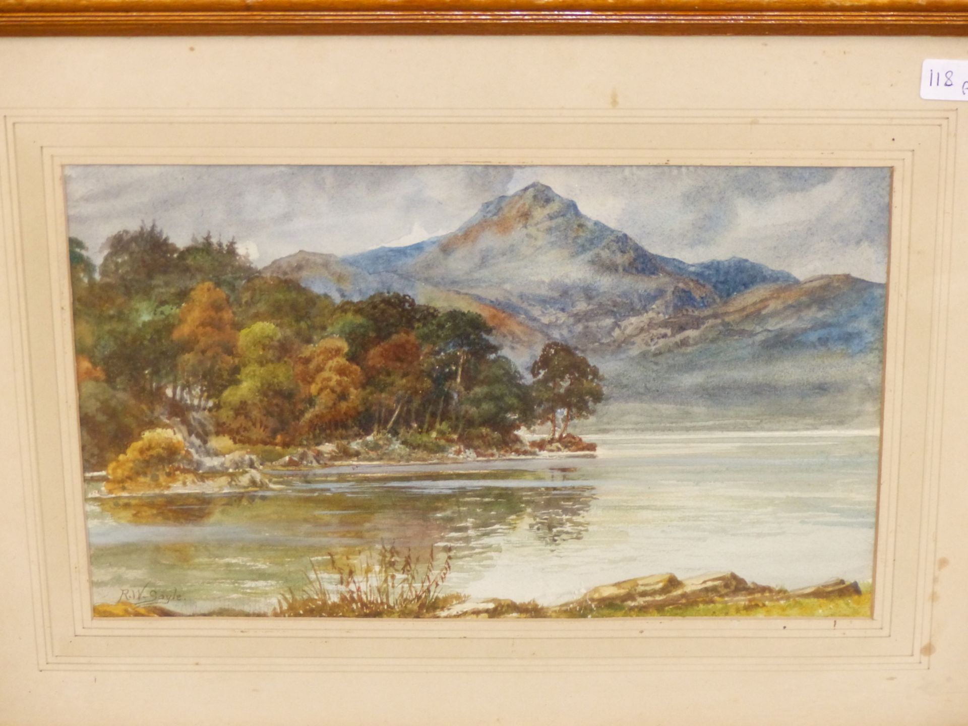 R.W. SAYLE ( 19TH CENTURY) AN ESTUARY VIEW WITH DISTANT MOUNTAIN, WATERCOLOUR SIGNED L/L. - Image 4 of 4