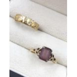 A VINTAGE 9ct GOLD AND SILVER STONE SET DRESS RING SIZE N 1/2 AND A HALLMARKED 9ct GOLD I LOVE YOU