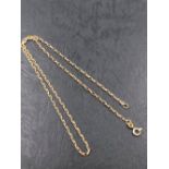 A UNOAERRE ITALIAN 9ct GOLD SQUARE BELCHER CHAIN. LENGTH 47cms. WEIGHT 4.37grms.