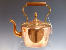 A LARGE VICTORIAN COPPER KETTLE.