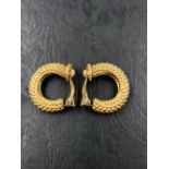 A PAIR OF VINTAGE GIVENCHY BEADED HOOP EARRINGS WITH CLIP ON FITTINGS. SIGNATURE TO CLIP FITTINGS,