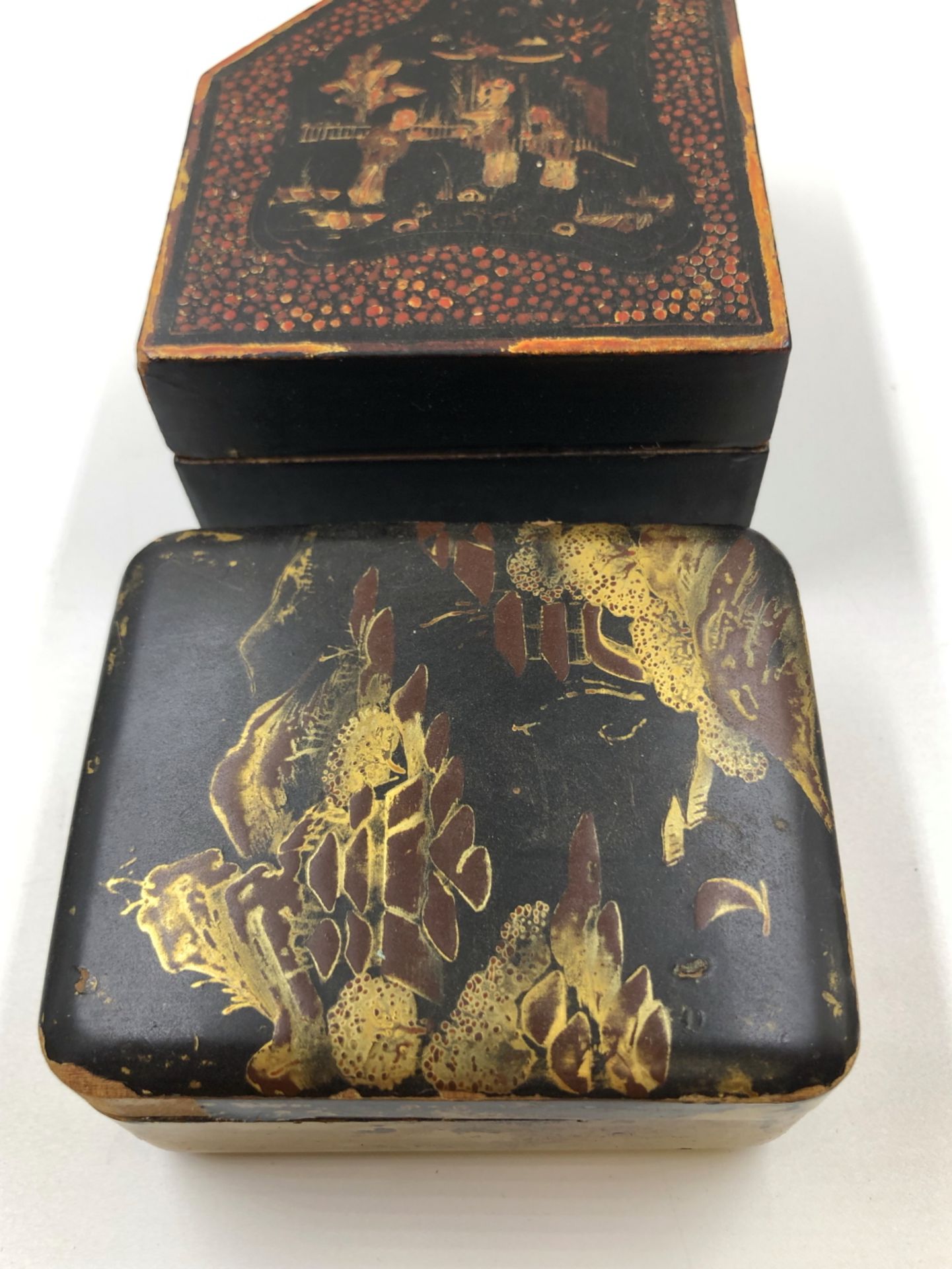 TWO ANTIQUE JAPANESE LACQUER BOXES. - Image 2 of 5