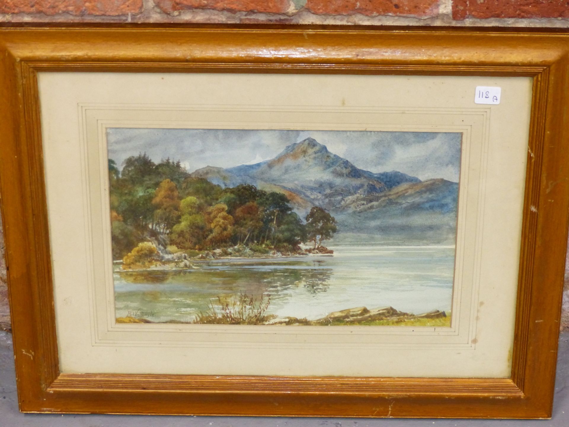 R.W. SAYLE ( 19TH CENTURY) AN ESTUARY VIEW WITH DISTANT MOUNTAIN, WATERCOLOUR SIGNED L/L. - Image 3 of 4