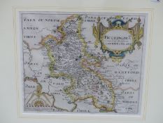A RARE HAND COLOURED EARLY 17TH CENTURY MAP OF BUCKINGHAMSHIRE BY SAXTON & HOLE. C1610.