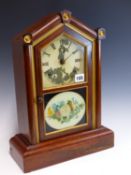 A LATE 19th CENTURY AMERICAN FAUX ROSEWOOD CASED STRIKING MANTLE CLOCK BY SETH THOMAS.