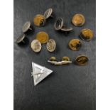 AN UNUSUAL COLLECTION OF 13 ONE DIME AMERICAN COINS WITH ATTACHED POSTS, TOGETHER WITH A WOMEN'S AIR