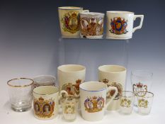 A COLLECTION OF VARIOUS ROYAL COMMEMORATIVE CHINA AND GLASSWARES TOGETHER WITH AN ENAMEL 1911