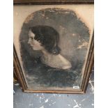 A FRAMED PRINT AFTER EMILY BRONTE BY BRAMWELL BRONTE. 48 x 30cms