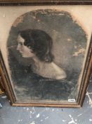 A FRAMED PRINT AFTER EMILY BRONTE BY BRAMWELL BRONTE. 48 x 30cms