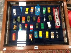 A COLLECTION OF MATCHBOX DIE CAST TRUCKS, VANS AND TOYS
