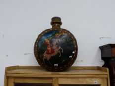 A IMPRESSIVE INDIAN LARGE PAINTED METAL VESSEL