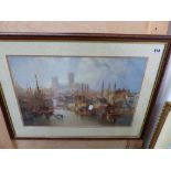 AFTER JAMES WILSON CARMICHAEL 1858. THE BRAYFORD POOL AND LINCOLN CATHEDRAL PRINT 36 x 53 cm