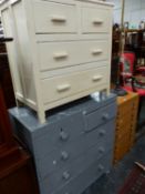 A VICTORIAN PAINTED CHEST OF DRAWERS AND ONE OTHER