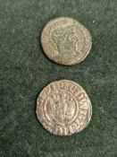 TWO EARLY COINS TO INCLUDE A MEDIEVAL EDWARD I (1272-1307) SILVER PENNY, LONDON MINT, AND A ROMAN
