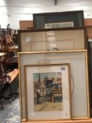 BERNARD WINSOR 20th C. WATERCOLOUR DATED 1935. 20 x 15cms TOGETHER WITH FOUR OTHER PICTURES (5)