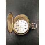 A VINATGE OMEGA SENNET FRERES 935 GRADE SIVER FULL HUNTER POCKET WATCH. THE INSIDE DUST COVER