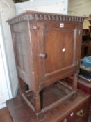 A BESPOKE 17th C. STYLE OAK SIDE CABINET, AND A SMALL WALNUT CABINET
