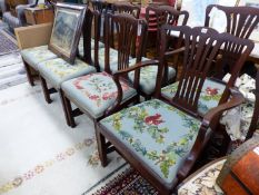 A SET OF EIGHT ANTIQUE MAHOGANY DINING CHAIRS