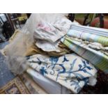 A LARGE COLLECTION OF VARIOUS CURTAINS AND BLINDS
