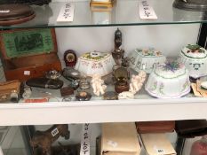 OPERA GLASSES, HIP FLASKS, JELLY MOULDS, AN INKWELL, A TRAVEL CLOCK, CONDIMENTS,SNUFF BOXES, ETC.