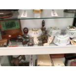 OPERA GLASSES, HIP FLASKS, JELLY MOULDS, AN INKWELL, A TRAVEL CLOCK, CONDIMENTS,SNUFF BOXES, ETC.