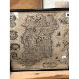 A FRAMED MAP OF IRELAND BY RIC. BLOME 38 x 40 cm