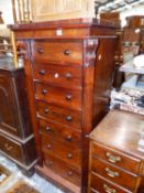 A LARGE VICTORIAN ROSEWOOD WELLINGTON CHEST