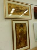 AFTER JANET TREBY CONTEMPORARY SCHOOL, TWO SIGNED EMBELLISHED PRINTS OF NUDE STUDIES OLIVIA ARTIST