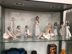NINE NAO FIGURES TOGETHER WITH ANOTHER BY DOULTON