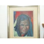 A MID CENTURY OIL PORTRAIT SIGNED INDISTINCTLY DATED 57