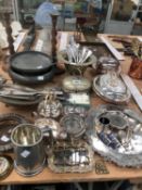 ELECTROPLATE AND PEWTER, TO INCLUDE TUREENS, CUTLERY, BOWLS, ETC