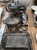 ELECTROPLATE: TO INCLUDE A CHAFING DISH, VEGETABLE TUREENS, COFFEE POT, SAUCE BOAT, ETC.