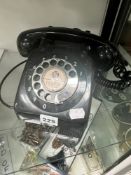 A PYE BLACK PLASTIC TELEPHONE SET