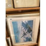 PRINT OF SPITFIRE AFTER ROBERT TAYLOR 1979, SIGNED IN PENCIL BY DOUGLAS BADER AND A.V.M JOHNNIE