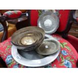 A GROUP OF EASTERN SILVERED BOWLS AND PLATES