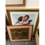 PRINT AFTER BOUGUEREAU "L, AMOUR" ET PSYCHE ELEGANTLY FRAMED 68 x 41 cm TOGETHER WITH A FRAMED