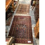 TWO TRIBAL BELOUCH RUGS LARGEST 146 x 97 cm