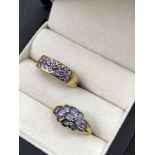 TWO 9ct HALLMARKED GOLD MULTI GEMSET RINGS. FINGER SIZE M 1/2, AND Q. WEIGHT 4.78grms.