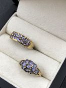 TWO 9ct HALLMARKED GOLD MULTI GEMSET RINGS. FINGER SIZE M 1/2, AND Q. WEIGHT 4.78grms.