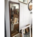 A MAHOGANY FRAMED HALL MIRROR 168 x 46cm