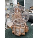 A FRENCH 20th CENTURY FILIGREE WIRE WORK BIRD CAGE.