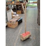 A WOODEN EARLY FAIRGROUND HAMMER/MALLET USED FOR HIGH STRIKER/STRENGTH TESTER OR STRONGMAN GAME,