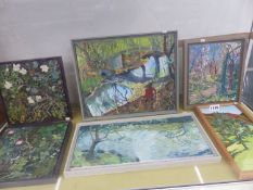 A GROUP OF SIX VARIOUS OIL PAINTINGS
