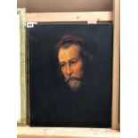 OIL ON CANVAS UNFRAMED PORTRAIT OF A BEARDED MAN 20th C. 50 x 40 cm