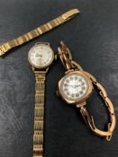 HALLMARKED 9ct GOLD WATCHES TO INCLUDE A GRIFFON MANUAL WOULD LADIES WRIST WATCH ON A SOLID GOLD