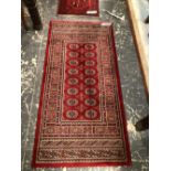 A TRIBAL TURKISH RUG 97 x 98 cm, TOGETHER WITH AN EASTERN MAT AND A MACHINE MADE RUG (3)