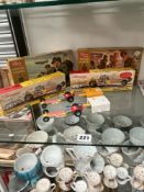 TWO BOXED DINKY TOY DRAGSTER SETS TOGETHER WITH BOXED AIRFIX RUSSIAN AND AND AMERICAN INFANTRYMEN