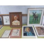 A GROUP OF PAINTING AND DRAWINGS BY PHYLLIS PURSER AND TWO FURTHER PORTRAITS BY ANOTHER HAND